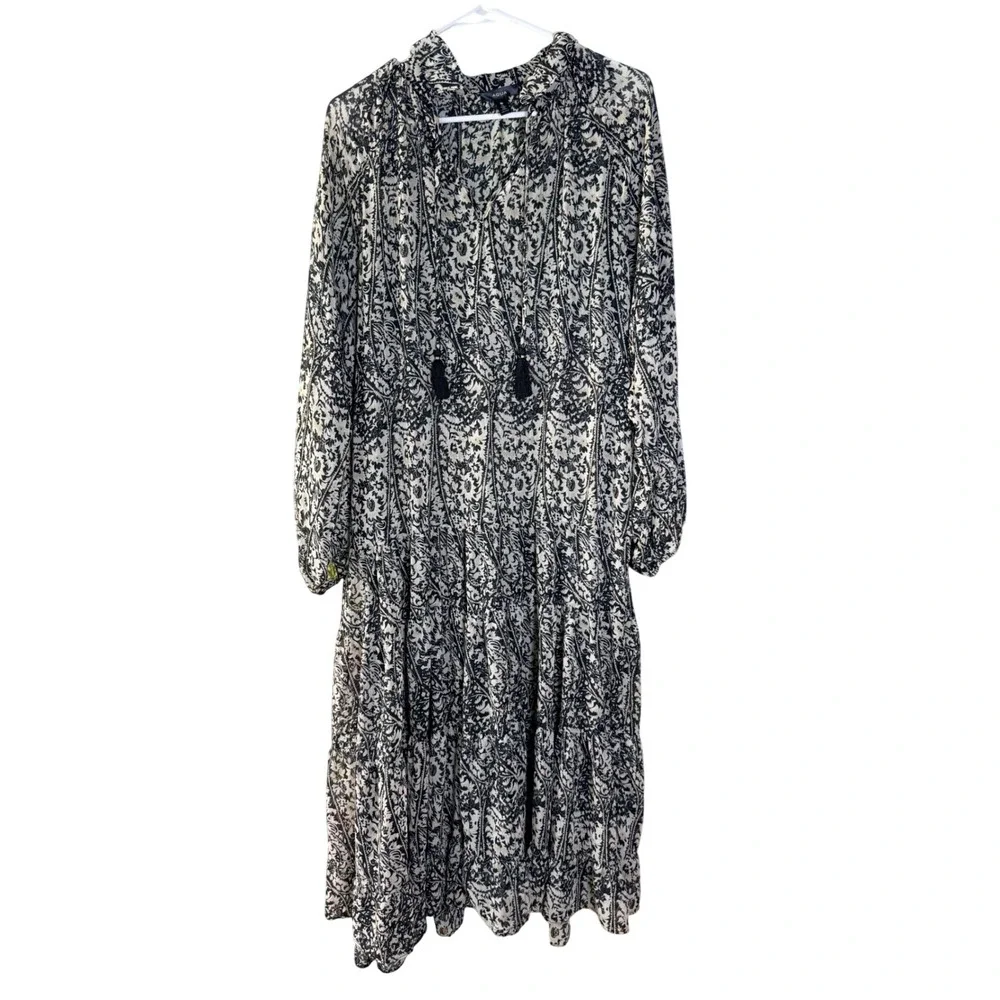Aqua Paisley Tiered Boho Maxi Dress Size M